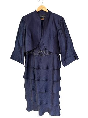 R&M Richards Woman Navy Two-Piece Mother of the Bride Dress Set, Size 18W